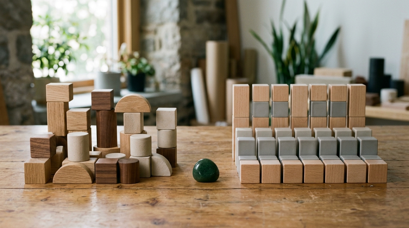 Two block configurations side by side, one flexible and one standardized.